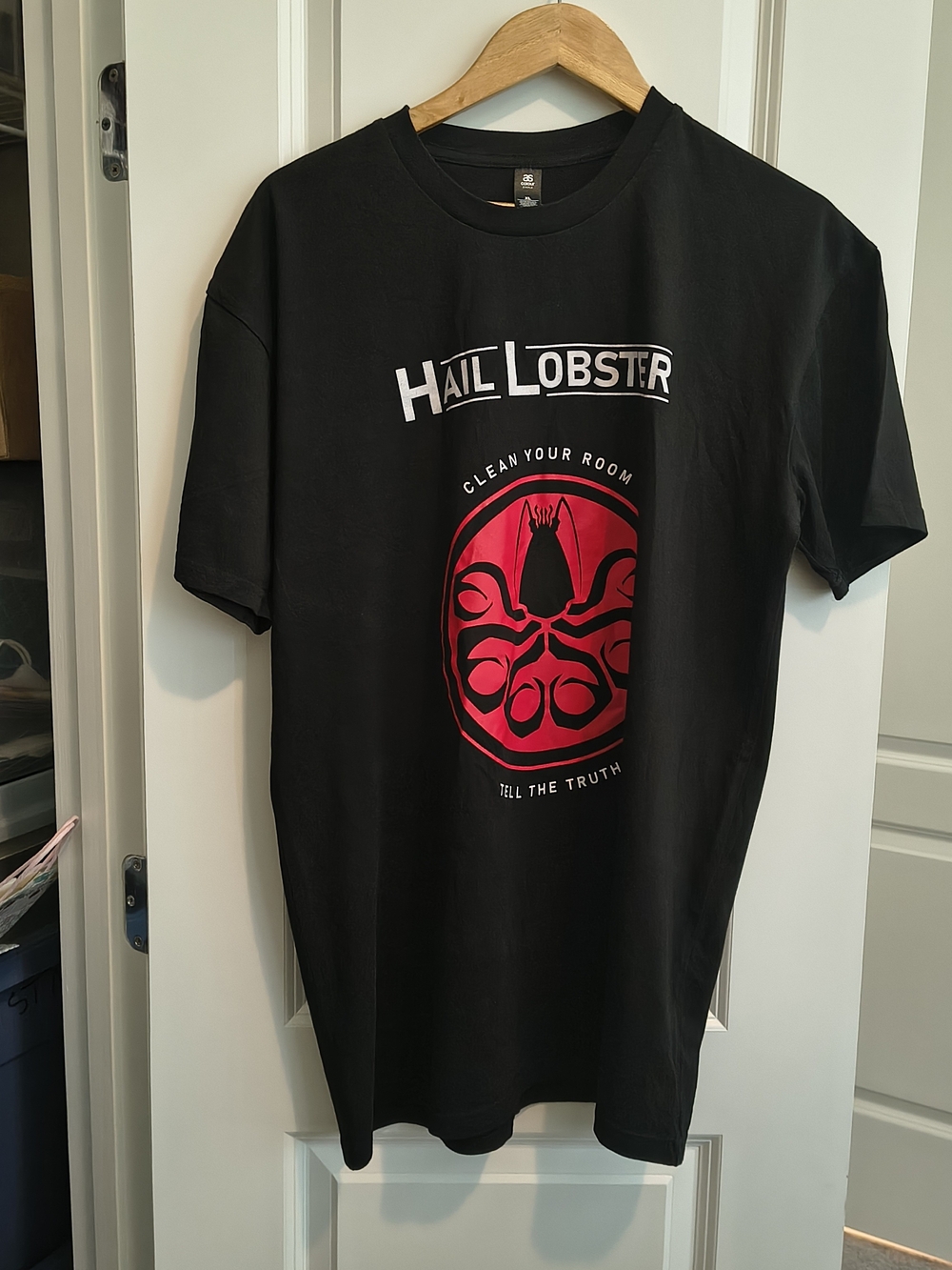 Black Graphic Tee with Red Emblem